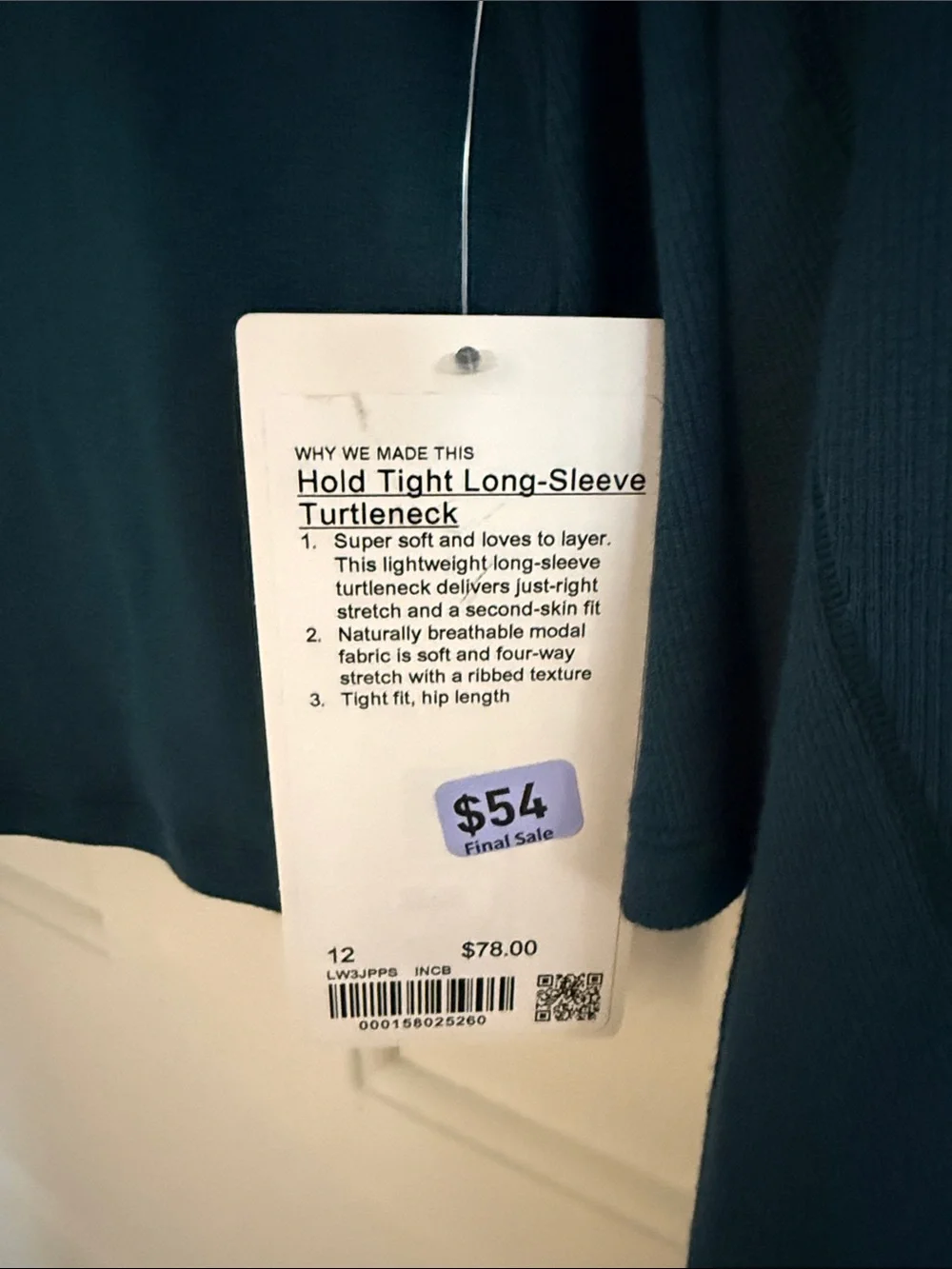 Women's Lululemon Teal Long-Sleeve Mock Neck Top